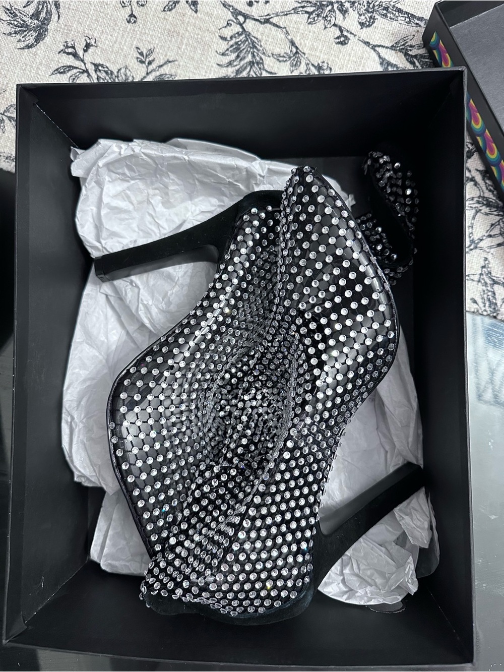 Kurt Geiger Black Crystal-Studded High Heel Sock Boots
